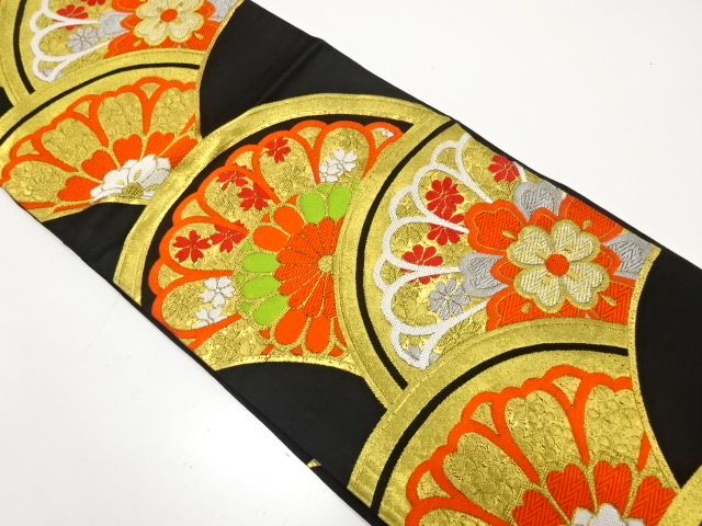 JAPANESE KIMONO / ANTIQUE FUKURO OBI / WOVEN SAKURA